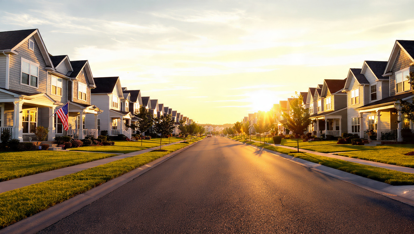 Renters on a neighborhood street with a Vouch yard sign and Vouch Score badge